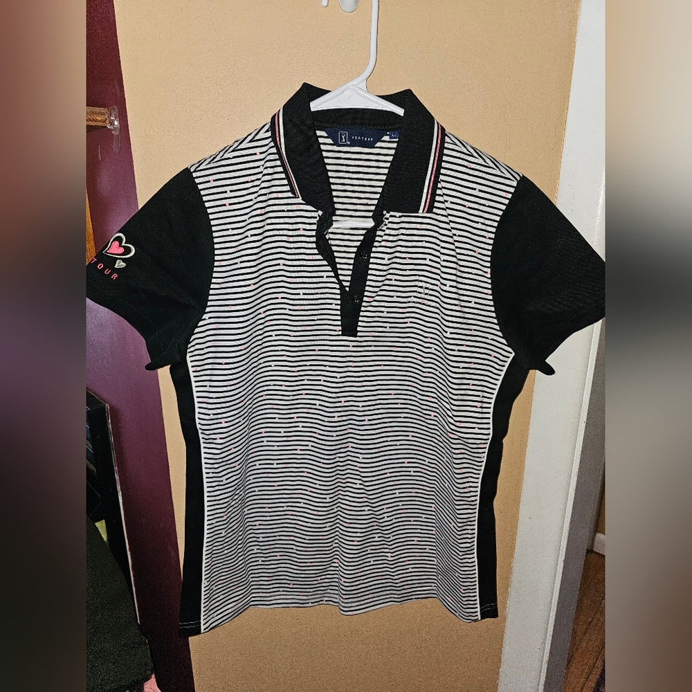 PGA Tour Womens Golf Shirt HEARTS